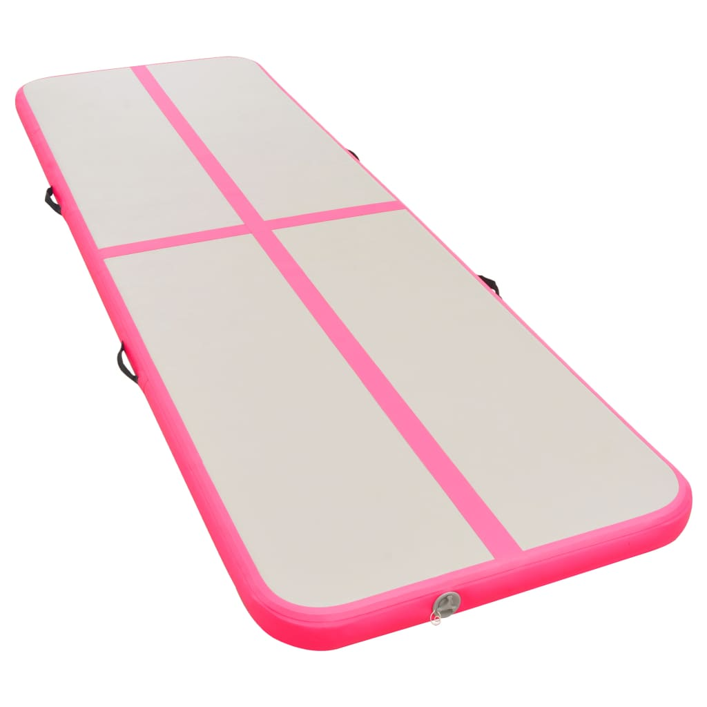 vidaXL Inflatable Gymnastics Mat with Pump 275.6"x39.4"x3.9" PVC Pink