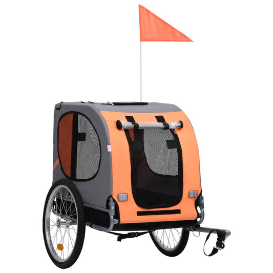 vidaXL Dog Bike Trailer Orange and Gray