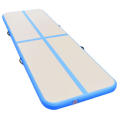 vidaXL Inflatable Gymnastics Mat with Pump 275.6"x39.4"x3.9" PVC Blue