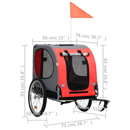 vidaXL Dog Bike Trailer Red and Black