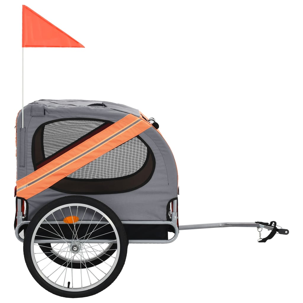 vidaXL Dog Bike Trailer Orange and Gray