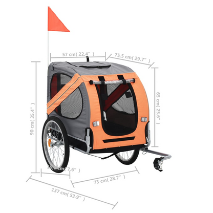 vidaXL Dog Bike Trailer Orange and Gray