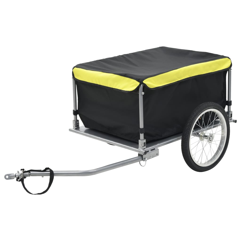 vidaXL Bike Cargo Trailer Black and Yellow 143.3 lb