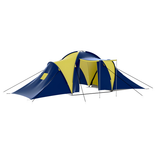 vidaXL Camping Tent Fabric 9 Persons Blue and Yellow