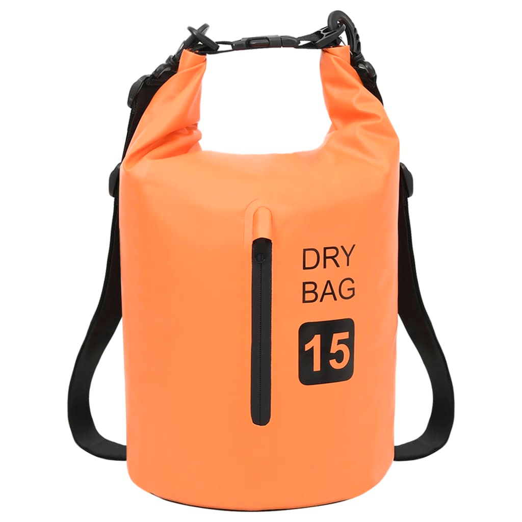 vidaXL Dry Bag with Zipper Orange 4 gal PVC