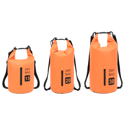 vidaXL Dry Bag with Zipper Orange 4 gal PVC