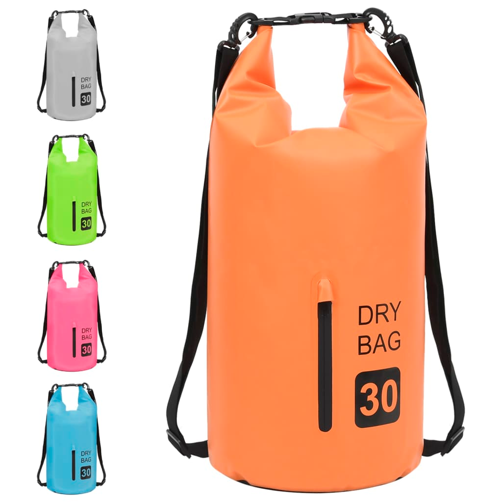 vidaXL Dry Bag with Zipper Orange 7.9 gal PVC