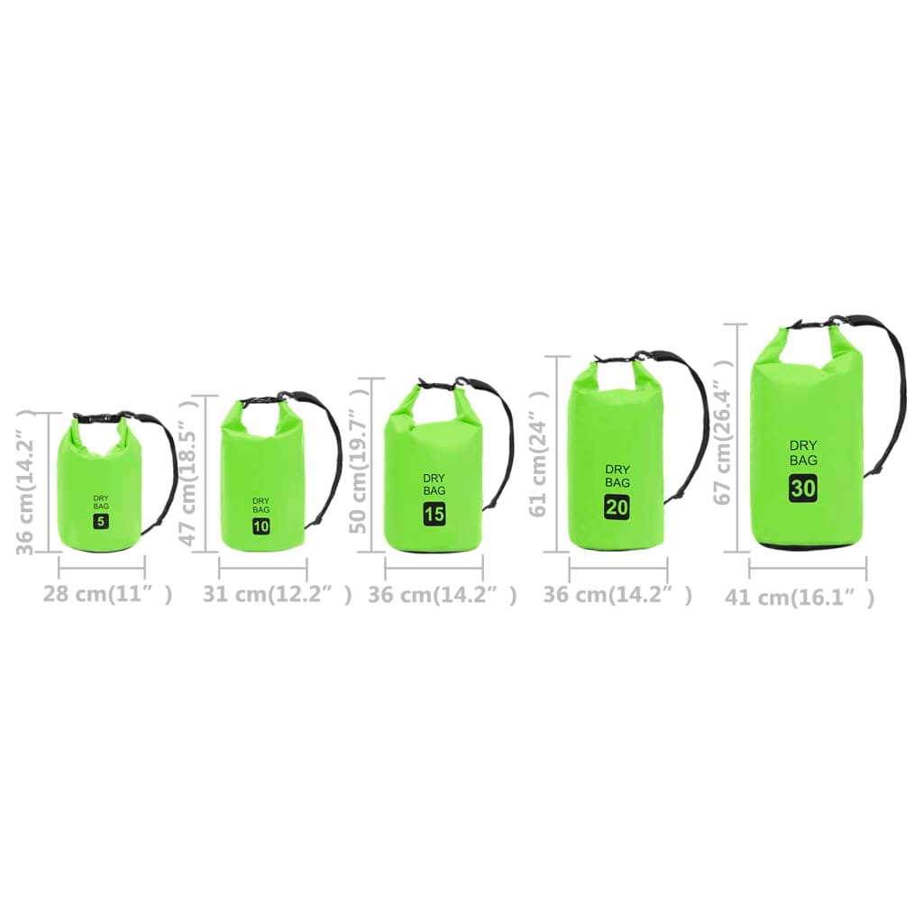 vidaXL Dry Bag Green 2.6 gal PVC