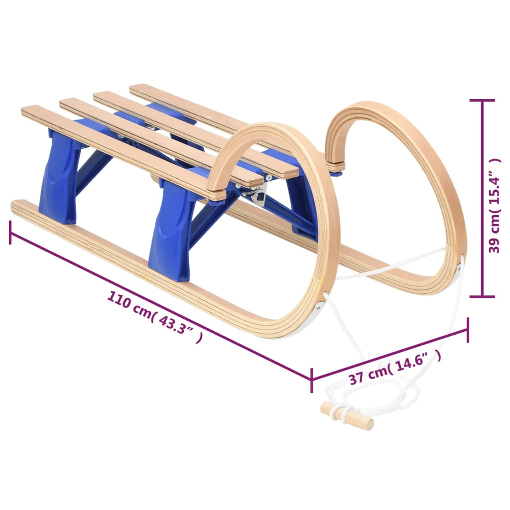 vidaXL Foldable Sledge 43.3" Plywood