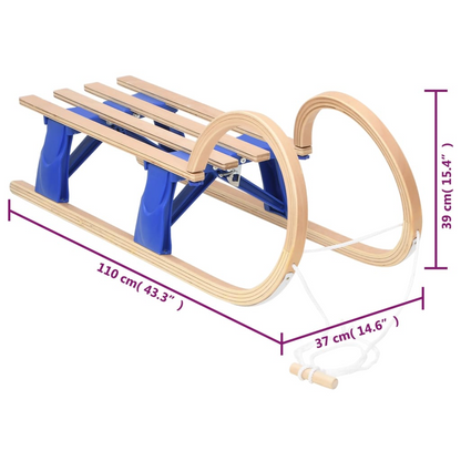 vidaXL Foldable Sledge 43.3" Plywood