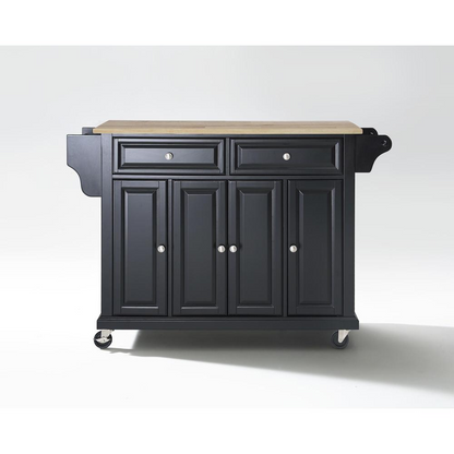 Full Size Wood Top Kitchen Cart Black/Natural