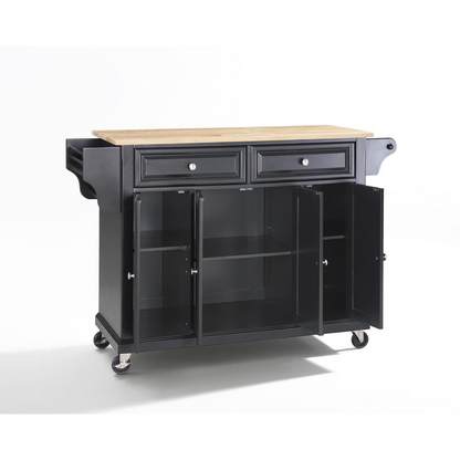 Full Size Wood Top Kitchen Cart Black/Natural