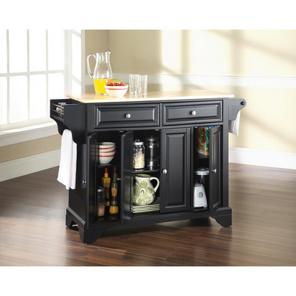 Lafayette Wood Top Full Size Kitchen Island/Cart Black/Natural