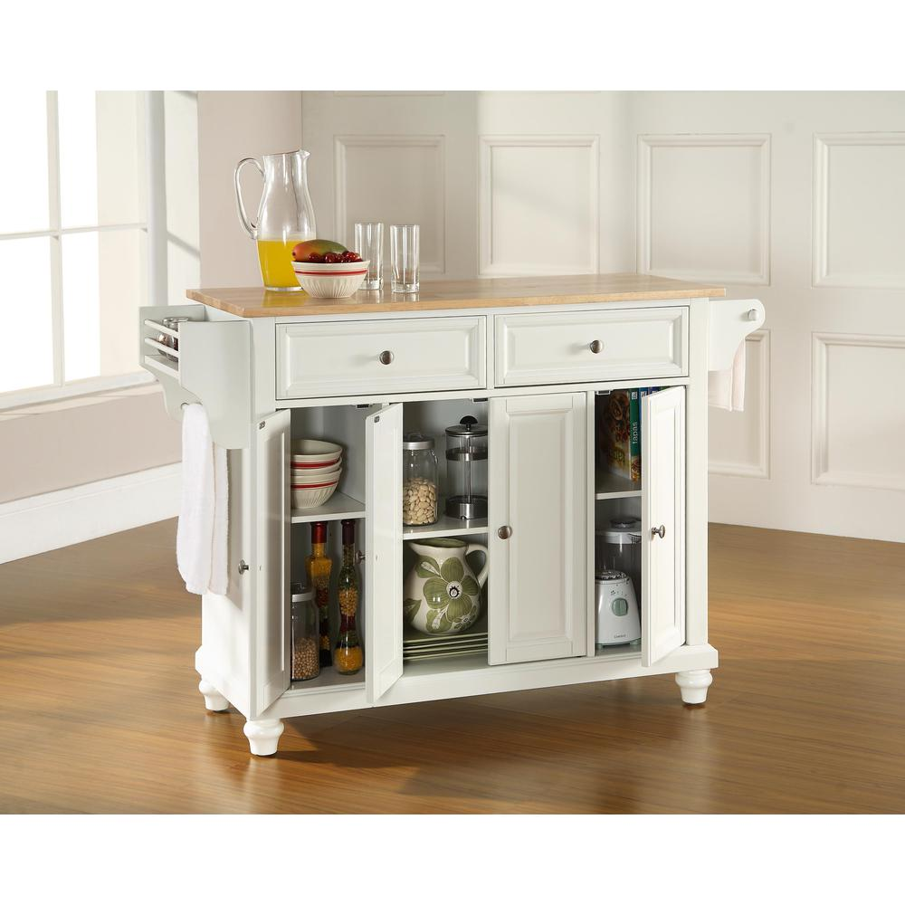 Cambridge Wood Top Full Size Kitchen Island/Cart White/Natural