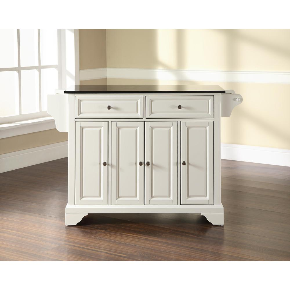 Lafayette Granite Top Full Size Kitchen Island/Cart White/Black