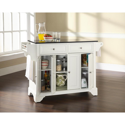 Lafayette Granite Top Full Size Kitchen Island/Cart White/Black