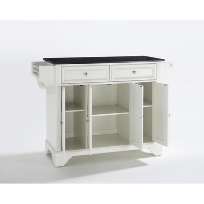 Lafayette Granite Top Full Size Kitchen Island/Cart White/Black