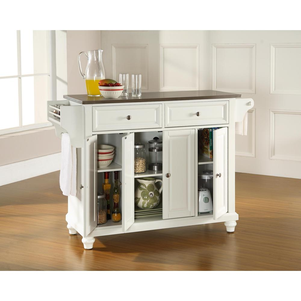 Cambridge Stainless Steel Top Full Size Kitchen Island/Cart White/Stainless Steel