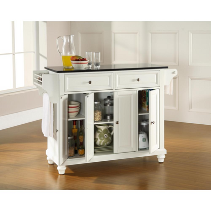 Cambridge Granite Top Full Size Kitchen Island/Cart White/Black