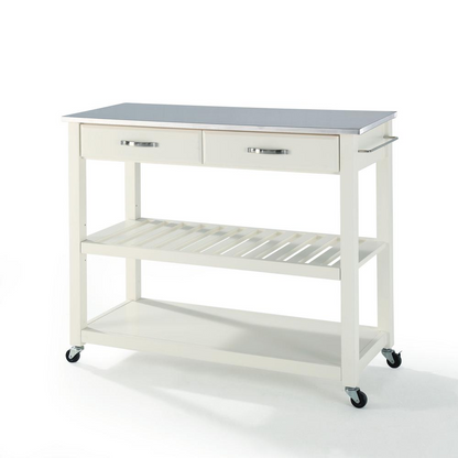 Stainless Steel Top Kitchen Prep Cart White/Stainless Steel