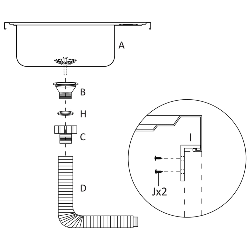 vidaXL Kitchen Sink with Drainer Set Silver 19.7"x23.6"x6.1" Stainless Steel