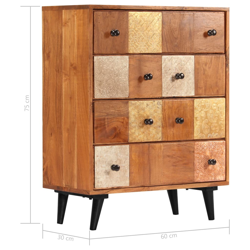 vidaXL Chest of Drawers 23.6"x11.8"x29.5" Solid Acacia Wood