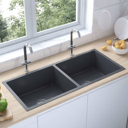 vidaXL Handmade Kitchen Sink Black Stainless Steel