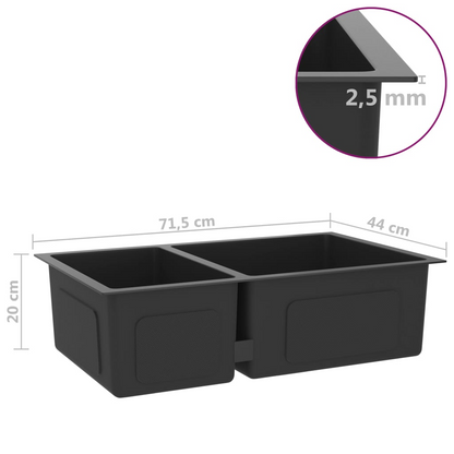 vidaXL Kitchen Sink Black Stainless Steel