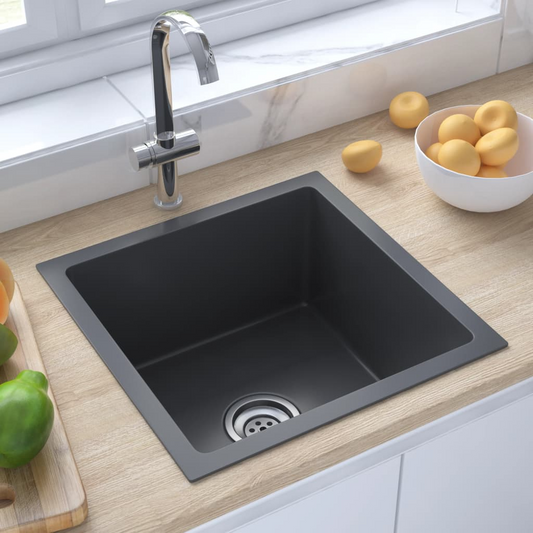 vidaXL Handmade Kitchen Sink Black Stainless Steel