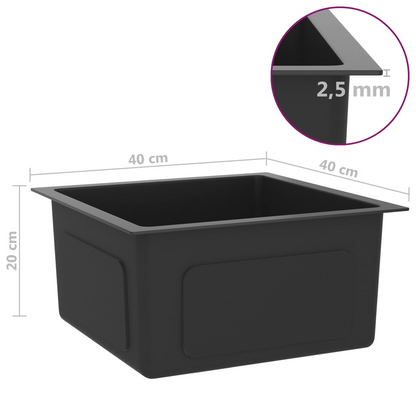 vidaXL Handmade Kitchen Sink Black Stainless Steel