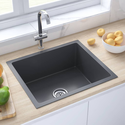 vidaXL Handmade Kitchen Sink Black Stainless Steel