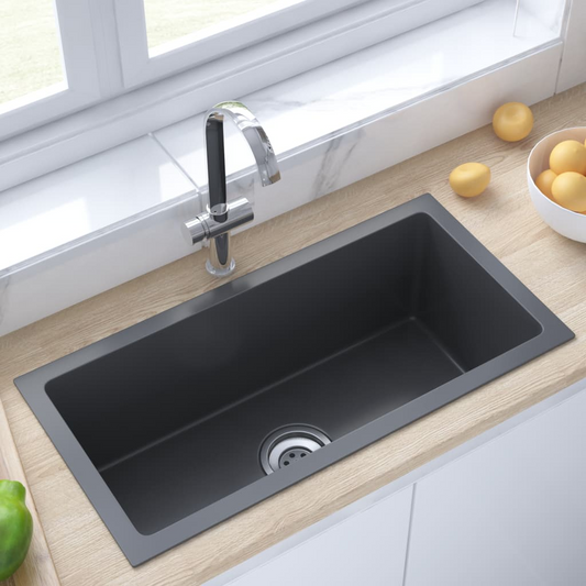 vidaXL Handmade Kitchen Sink Black Stainless Steel