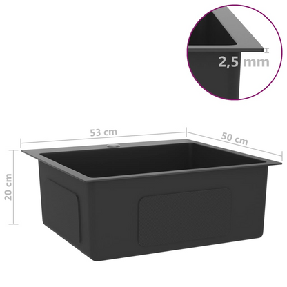 vidaXL Handmade Kitchen Sink Black Stainless Steel