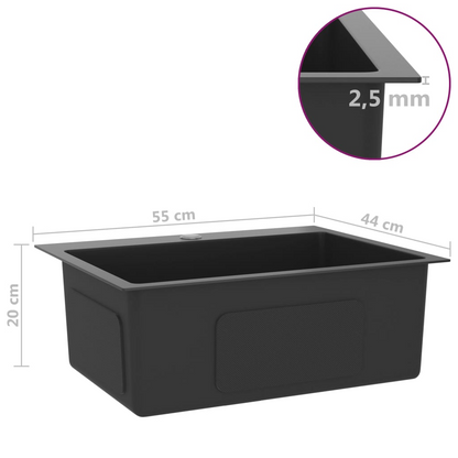 vidaXL Handmade Kitchen Sink Black Stainless Steel