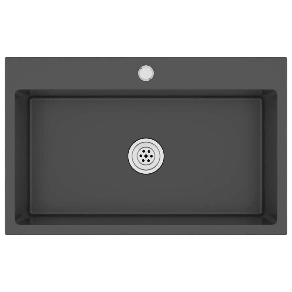 vidaXL Handmade Kitchen Sink Black Stainless Steel