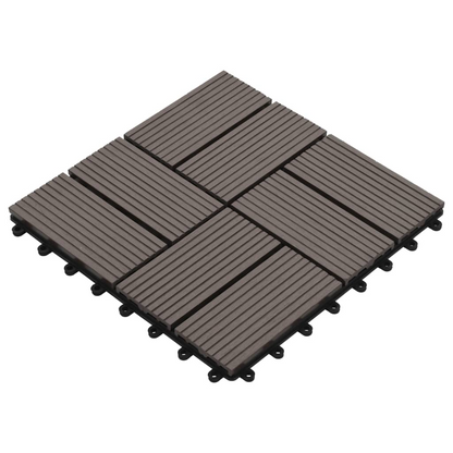 vidaXL 11 pcs Decking Tiles WPC 11.8"x11.8" 1 sqm Dark Brown