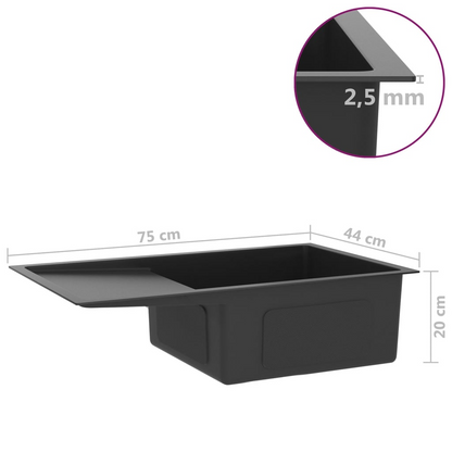 vidaXL Handmade Kitchen Sink Black Stainless Steel