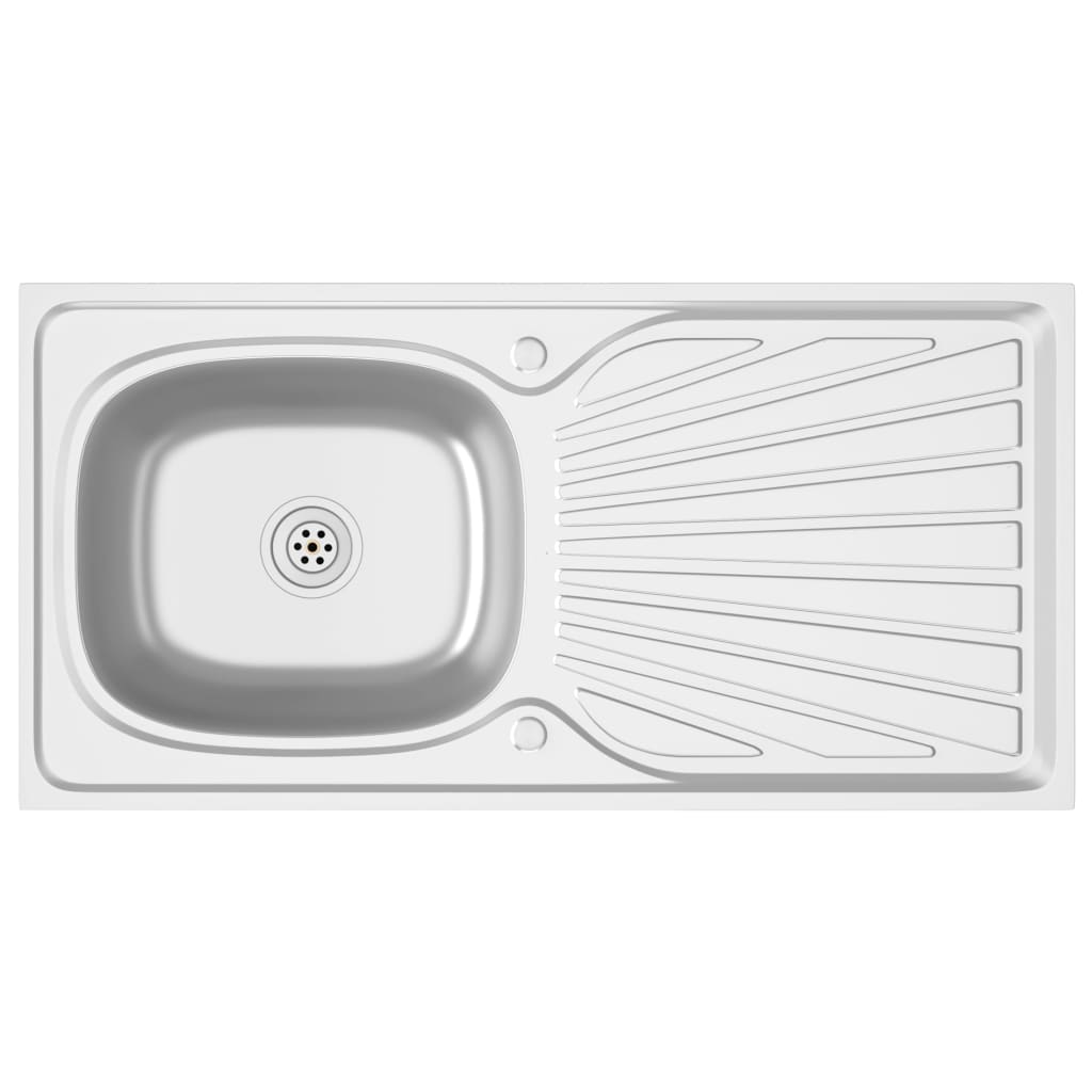 vidaXL Kitchen Sink with Drainer Set Silver 39.4"x19.7"x6.1" Stainless Steel