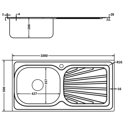 vidaXL Kitchen Sink with Drainer Set Silver 39.4"x19.7"x6.1" Stainless Steel