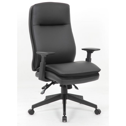 Lorell Premium Vinyl High-back Executive Chair - Black Seat - Black Back - Black Frame - High Back - 5-star Base - Black - Vinyl - Armrest - 1 Each