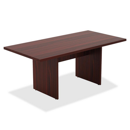 Lorell Chateau Series Mahogany 6' Rectangular Table - 70.9" x 35.4"30" Table, 1.5" Table Top - Reeded Edge - Material: P2 Particleboard - Finish: Mahogany Laminate