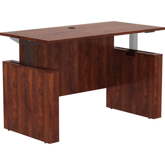 Lorell Essentials 60" Sit-to-Stand Desk Shell - 0.1" Top, 1" Edge, 60" x 29"49" - Finish: Cherry