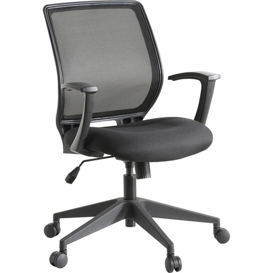 Lorell Executive Mid-back Work Chair - Black Seat - 5-star Base - Black - 1 Each