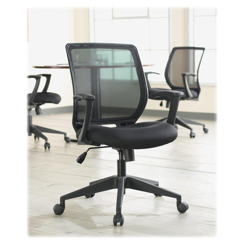 Lorell Executive Mid-back Work Chair - Black Seat - 5-star Base - Black - 1 Each