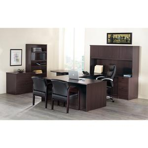 Lorell Prominence 2.0 Espresso Laminate Double-Pedestal Desk - 5-Drawer - 1" Top, 60" x 30"29" - 5 x File, Box Drawer(s) - Double Pedestal on Left/Right Side - Band Edge - Material: Particleboard - Fi