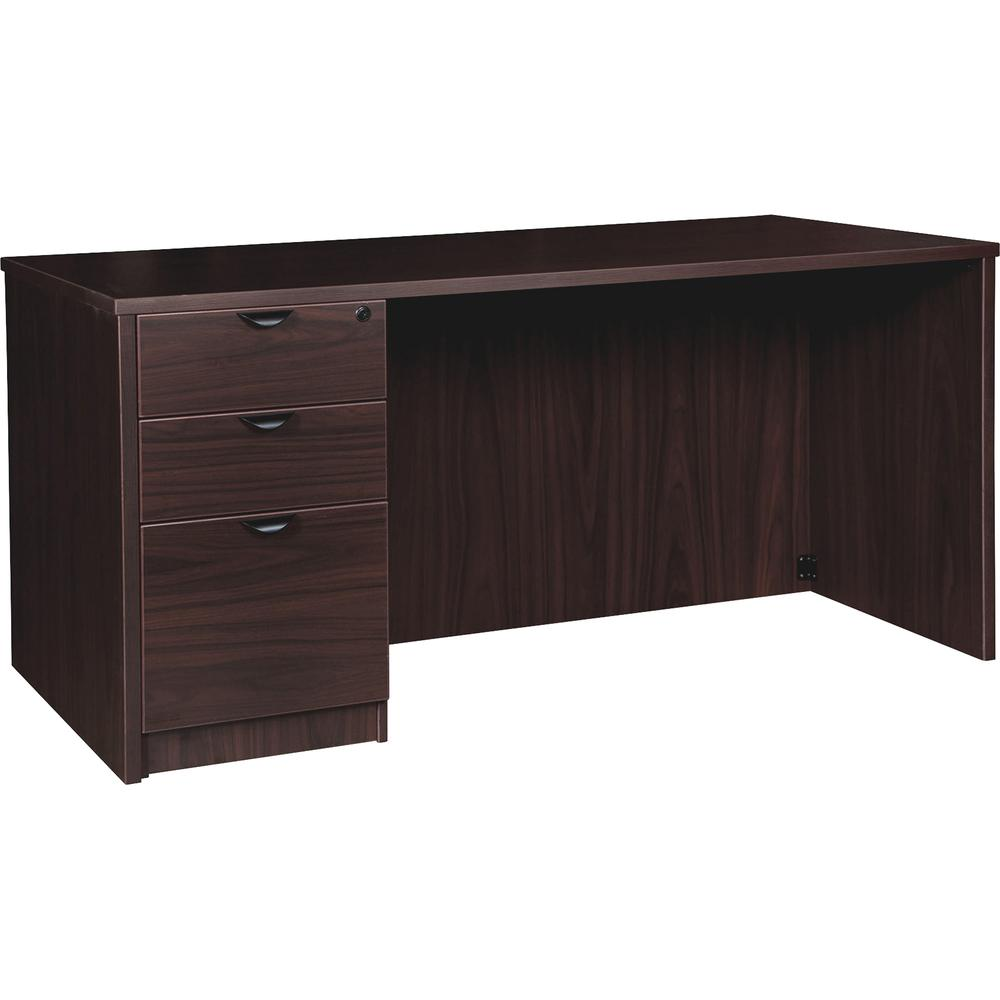 Lorell Prominence 2.0 Espresso Laminate Box/Box/File Left-Pedestal Desk - 3-Drawer - 1" Top, 66" x 30"29" - 3 x File, Box Drawer(s) - Single Pedestal on Left Side - Band Edge - Material: Particleboard