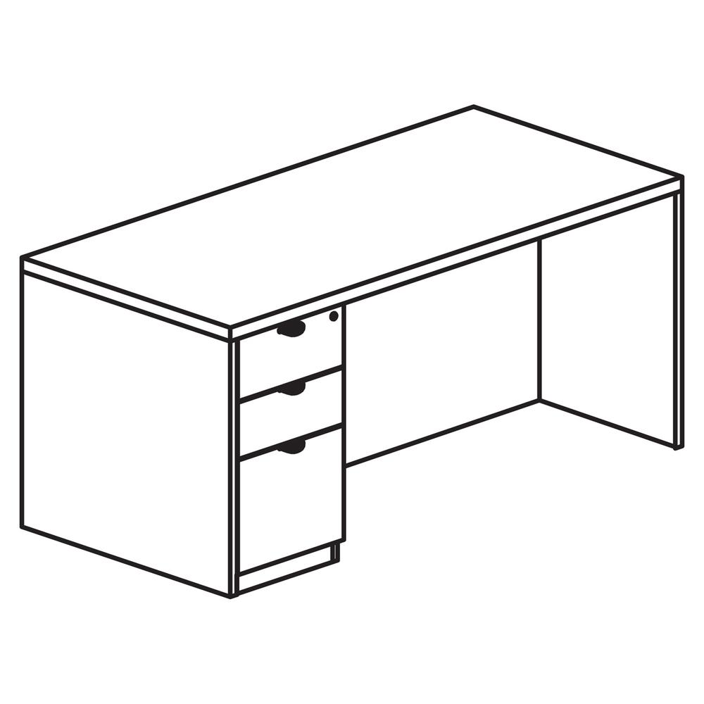 Lorell Prominence 2.0 Espresso Laminate Box/Box/File Left-Pedestal Desk - 3-Drawer - 1" Top, 60" x 30"29" - 3 x File, Box Drawer(s) - Single Pedestal on Left Side - Band Edge - Material: Particleboard