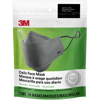 3M Daily Face Masks - Recommended for: Face, Indoor, Outdoor, Office, Transportation - Reusable, 2-ply, Lightweight, Breathable, Adjustable, Elastic Loop, Nose Clip, Comfortable, Washable - Cotton, Fa