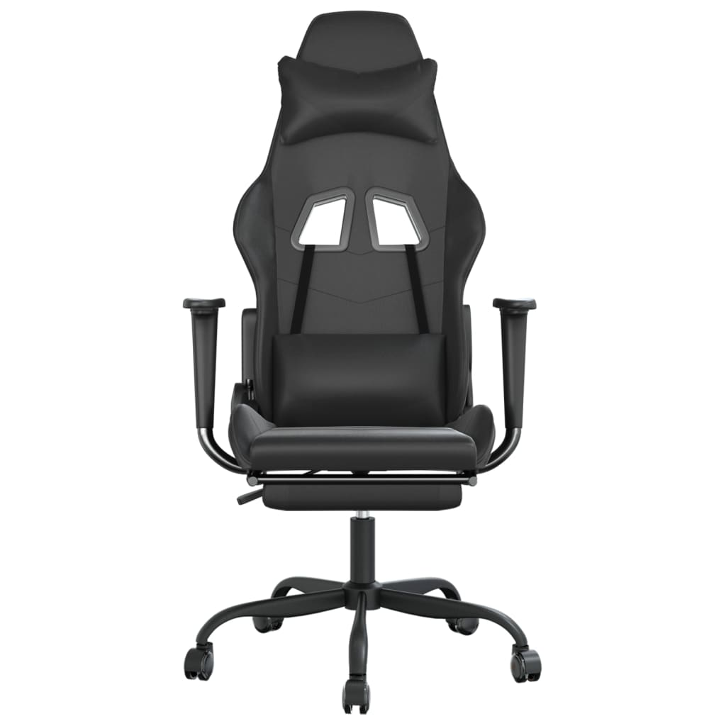 vidaXL Gaming Chair with Footrest Black Faux Leather