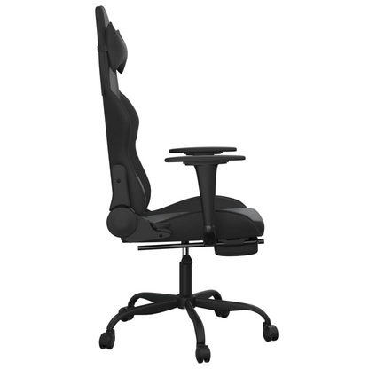 vidaXL Gaming Chair with Footrest Black Faux Leather